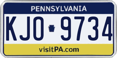PA license plate KJO9734