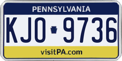 PA license plate KJO9736