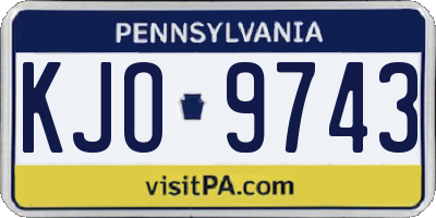 PA license plate KJO9743