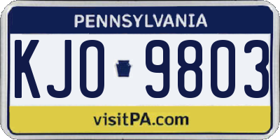 PA license plate KJO9803