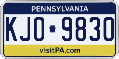 PA license plate KJO9830