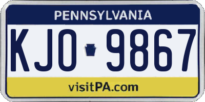 PA license plate KJO9867