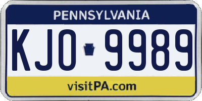 PA license plate KJO9989