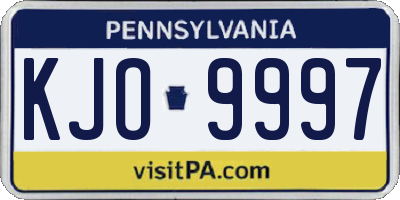 PA license plate KJO9997