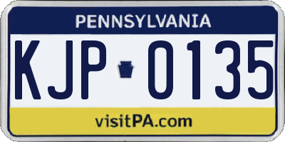 PA license plate KJP0135