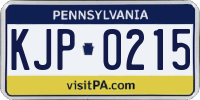 PA license plate KJP0215