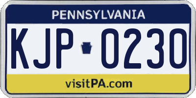 PA license plate KJP0230