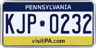 PA license plate KJP0232