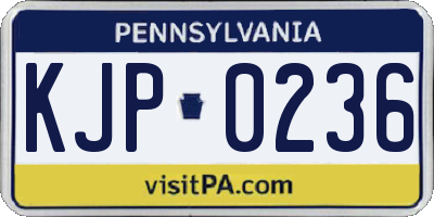 PA license plate KJP0236