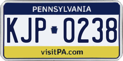 PA license plate KJP0238