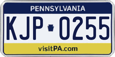 PA license plate KJP0255