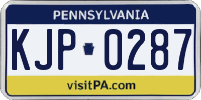 PA license plate KJP0287