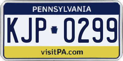 PA license plate KJP0299