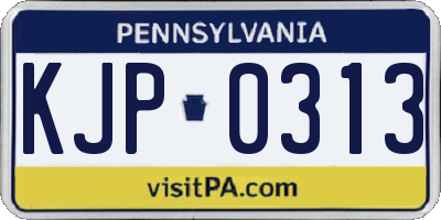 PA license plate KJP0313