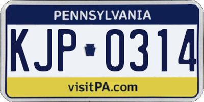 PA license plate KJP0314