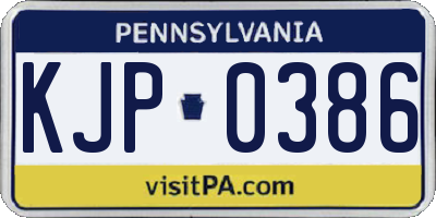 PA license plate KJP0386