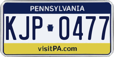 PA license plate KJP0477