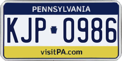 PA license plate KJP0986