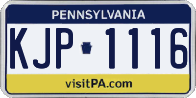PA license plate KJP1116