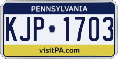 PA license plate KJP1703