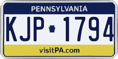 PA license plate KJP1794
