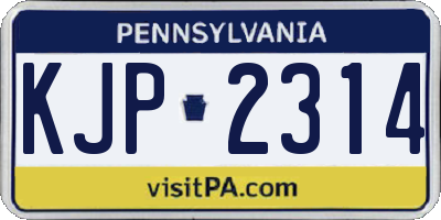 PA license plate KJP2314