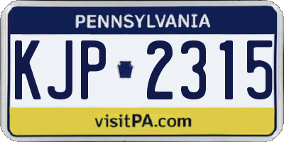 PA license plate KJP2315