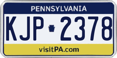 PA license plate KJP2378