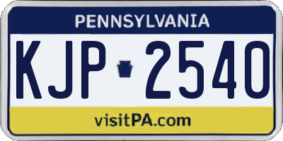 PA license plate KJP2540