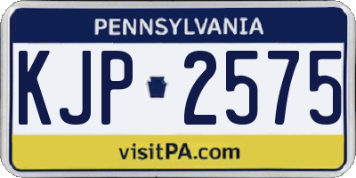 PA license plate KJP2575