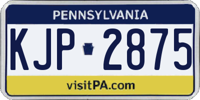 PA license plate KJP2875