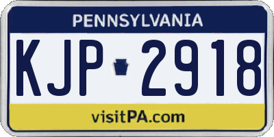 PA license plate KJP2918