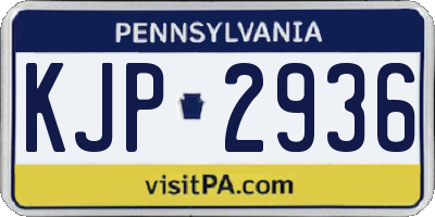 PA license plate KJP2936