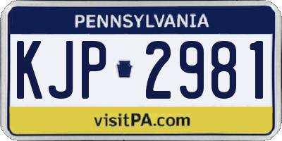 PA license plate KJP2981