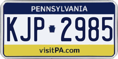 PA license plate KJP2985
