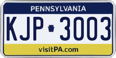 PA license plate KJP3003