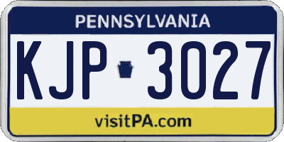 PA license plate KJP3027