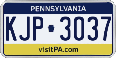 PA license plate KJP3037