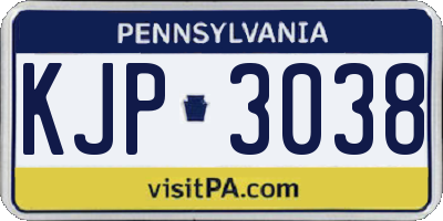 PA license plate KJP3038