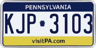 PA license plate KJP3103