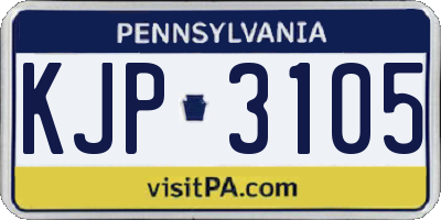 PA license plate KJP3105