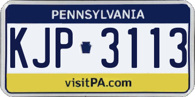 PA license plate KJP3113
