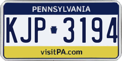 PA license plate KJP3194