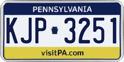 PA license plate KJP3251