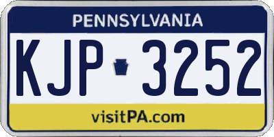 PA license plate KJP3252