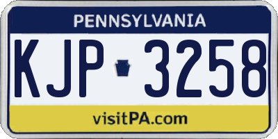 PA license plate KJP3258