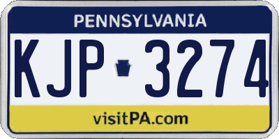 PA license plate KJP3274
