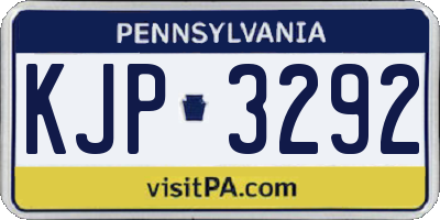 PA license plate KJP3292