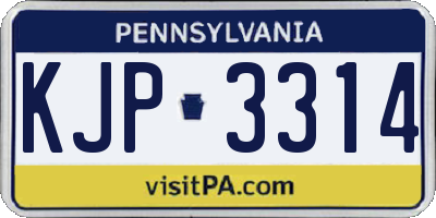 PA license plate KJP3314