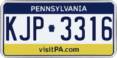PA license plate KJP3316